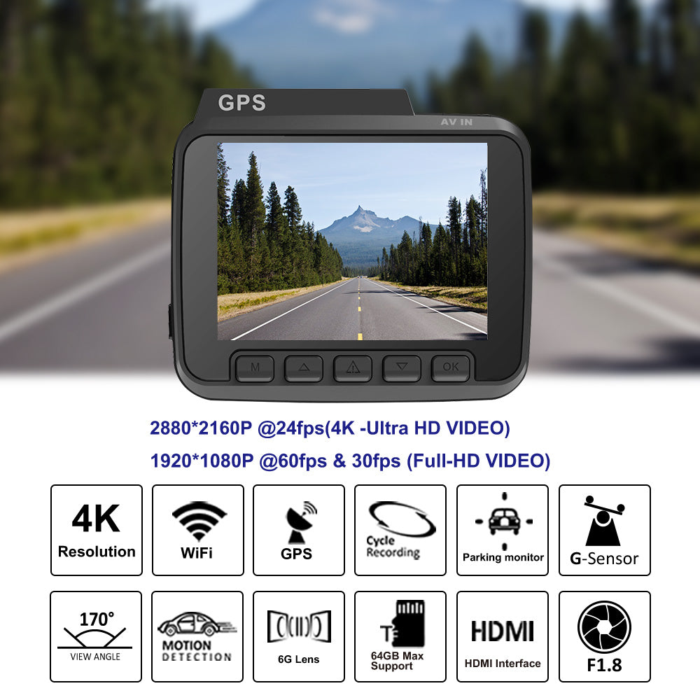 AZDOME GS63H Dash Cam 4K UHD Dual Lens Recording Car Camera DVR