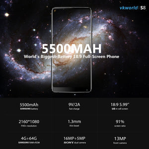 Factory Price 5g Vkworld S8 5.99" 18:9 Fhd Smartphone,Dual Back Cameras,5500mah Battery,Android 7.0 Mobile Cell Phone - Buy 5g Phone,High Quality Vkworld Cellphone,Andorid 4g Smartphone Product on Alibaba.com