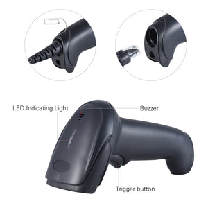2017 Laser 2.4G Wireless Barcode Scanner Handheld Barcode Bar Code Scanner Reader USB Barcode Ccanner With Receiver USB2.0 Cable