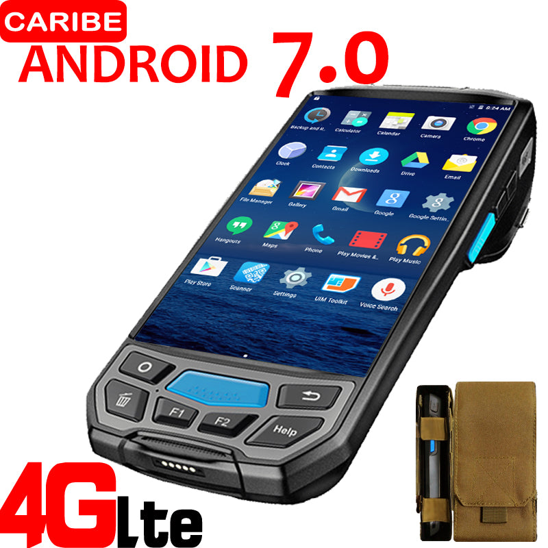 CARIBE PL-50L wifi / blue tooth / 4G rugged pos android barcode scanner mobile pda with built-in printer