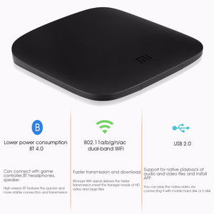 Original Xiaomi MI TV BOX 3 2GB/8GB Smart 4K Ultra HD Android 6.0 Movie WIFI Google Cast WiFi Bluetooth Media Player Set top Box