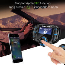 Onever FM Transmitter Bluetooth FM Modulator 2 Port Quick Charge 3.0 Charger Handsfree Car Kit 1.65'' MP3 Player Support Siri