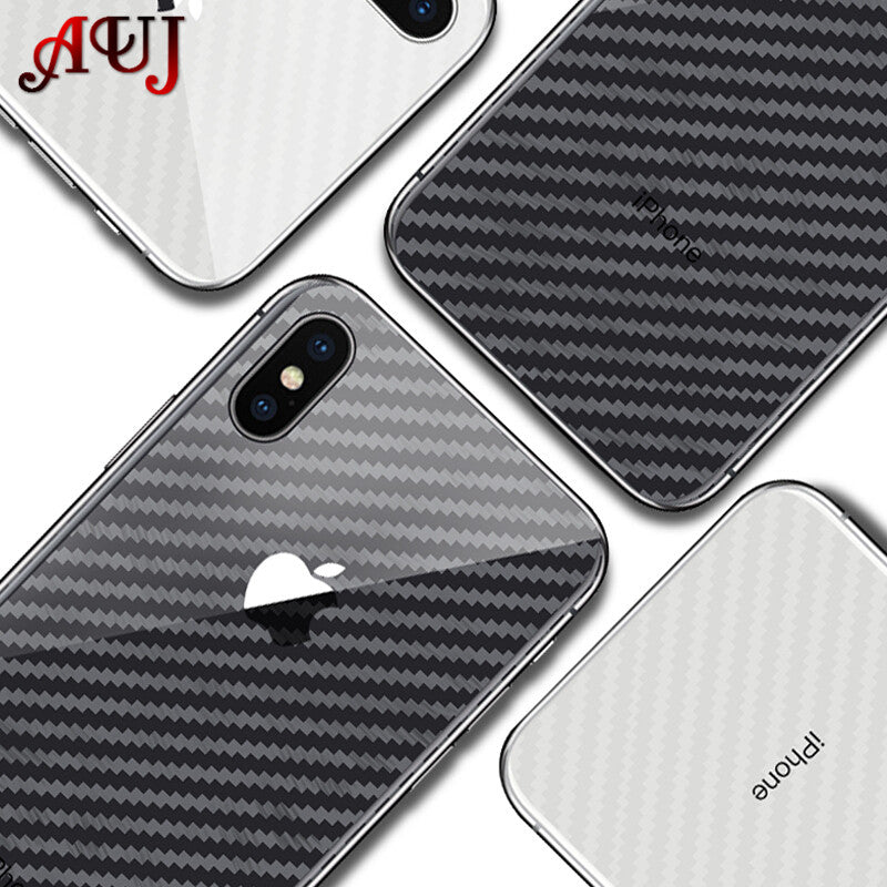 AUJ Carbon Fiber Back Film For iPhone 6 6s 7 8 Plus Scratch Proof 3D Soft Film For iPhone X Clear Scratch-Protection Film