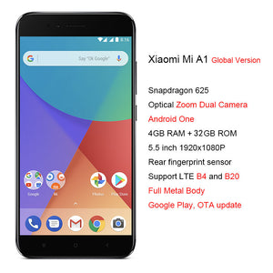 Global Version Xiaomi Mi A1 4GB RAM 64GB ROM Smartphone Snapdragon 625 Cellphone 5.5 Inch Dual Cameras 12MP 4G LTE Android One