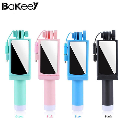 New Bakeey Mini Selfie Stick With Mirror adjustab Phone Holder For iPhone for Xiaomi-Redmi Hot Universal Photography Holders