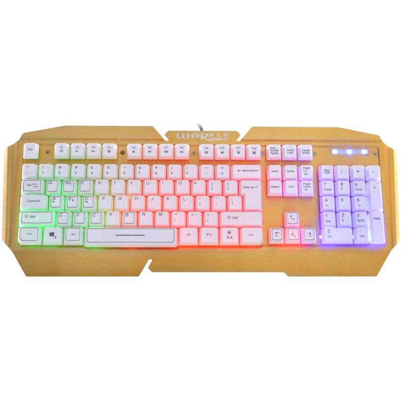 Standard Keyboard  USB Wired Illuminated Colorful LED Backlight Metal Gaming Keyboard For CS Gamer HIgh Quality Gift #201