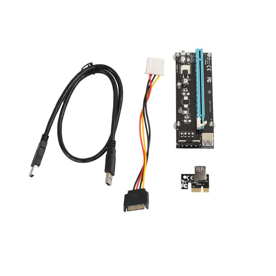 PCI-E Express Powered Riser Card W/ USB 3.0 extender Cable 1x to 16x Riser Card 15Pin SATA to 4Pin IDE Power Cord For Mining#25