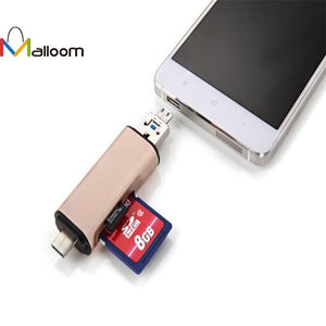 2016 Fashion PC Accessories 3in1 USB3.0 + USB 3.1  Aluminum+ABS Material Type C TF MS Card Reader Adapter For Sale