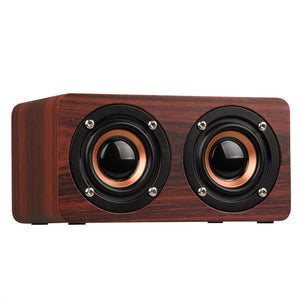 W5 Retro Wood Bluetooth Speaker HIFI Dual Loudspeakers Hands-free Portable Wireless Speakers with TF Card AUX IN MP3 Player