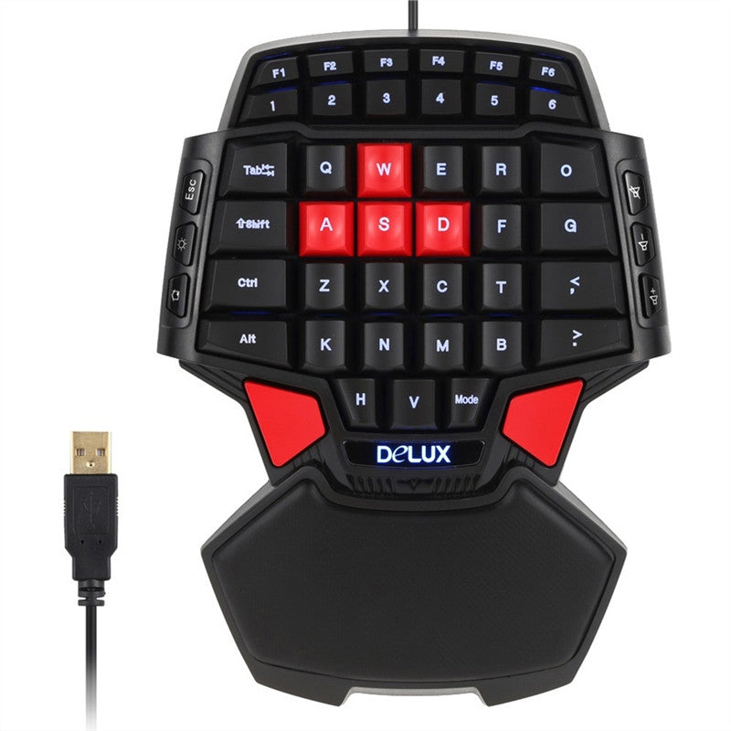 USB LED Backlit Professional Ergonomic One/Single Hand Wired Esport Gaming Keyboard Mini Gaming Keypad For Laptop/ Notebook/ Desktop PC