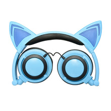 Lovely Cat Ear Headphones Foldable Wired Over Ear Kids Glowing Light Headphone Headsets For Girls Children